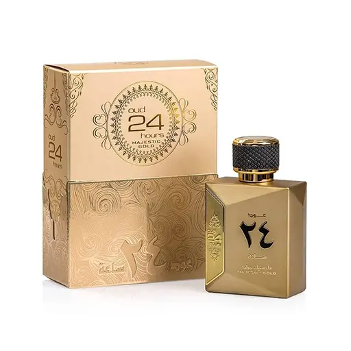 ادکلن عود 24 ساعة مجستیک طلایی ارض الزعفران حجم 100 میلی لیتر اورجینال | Oud 24 Majestic Gold Ard Al Zafaran