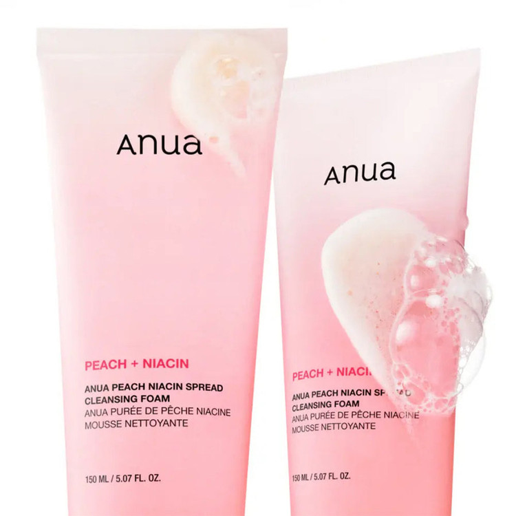 فوم شستشو عمقی صورت و لایه بردار فیزیکی نیاسین هلو آنوا Anua Peach Niacin Spread Cleansing Foam