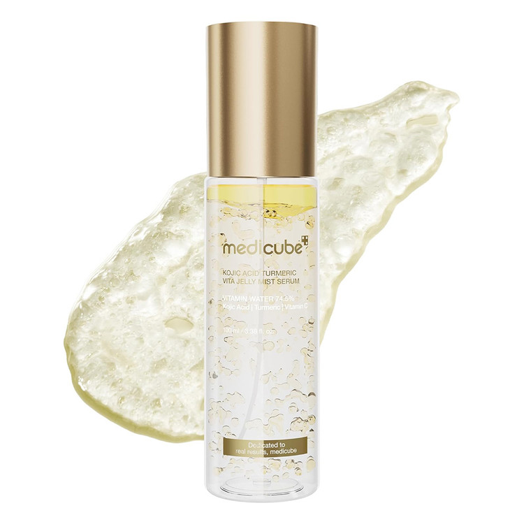 میست سرم ژلی کوجیک اسید و زردچوبه مدی کیوب روشن کننده و تسکین دهنده پوست Medicube Kojic Acid Turmeric Vita Jelly Mist Serum