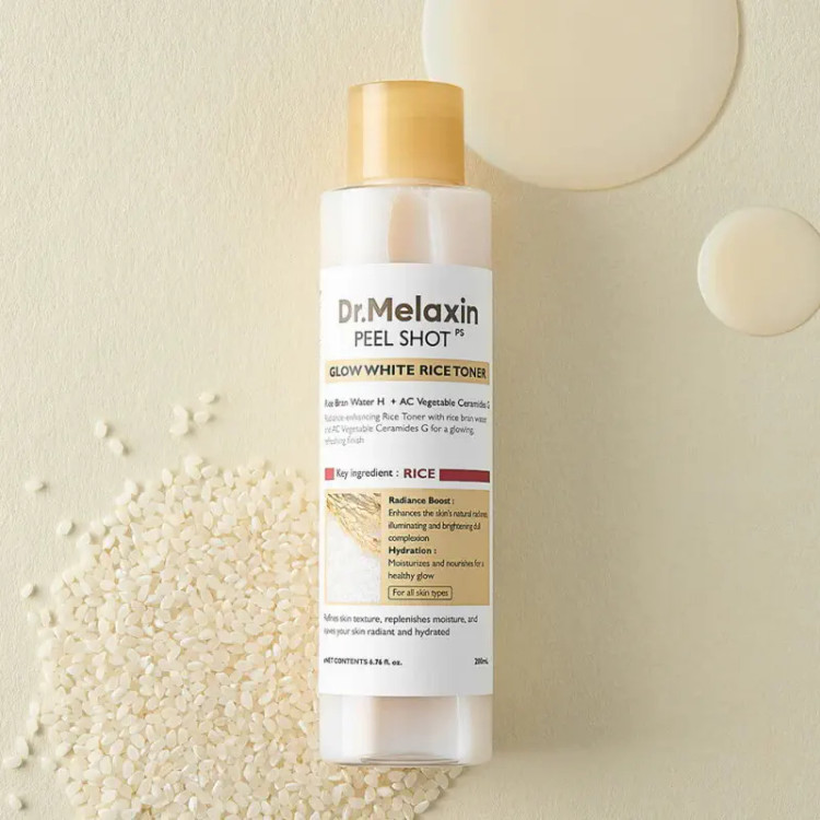 تونر پیل شات برنج دکتر ملاکسین لایه بردار و روشن کننده پوست 200 میل | Dr.Melaxin Peel Shot Glow White Rice Toner 200ml برند: دکتر ملاکسین Dr.Melaxin