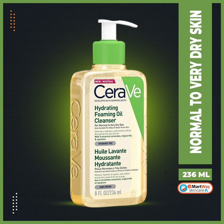 فوم شستشوی روغنی سراوی Cerave حاوی آبرسان پوست خشک و خیلی خشک | CeraVe Hydrating Foaming Oil Cleanser مخصوص پوست نرمال،خشک،خیلی خشک و حساس برند: سراوی Cerave