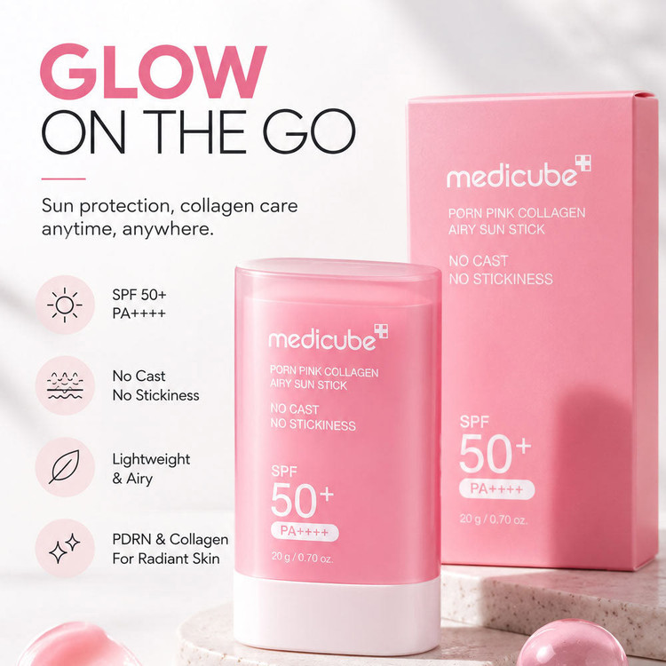 ضد آفتاب استیکی کلاژن PDRN مدی کیوب medicube PDRN Pink Collagen Airy Sun Stick  برند: مدی کیوب Medicube